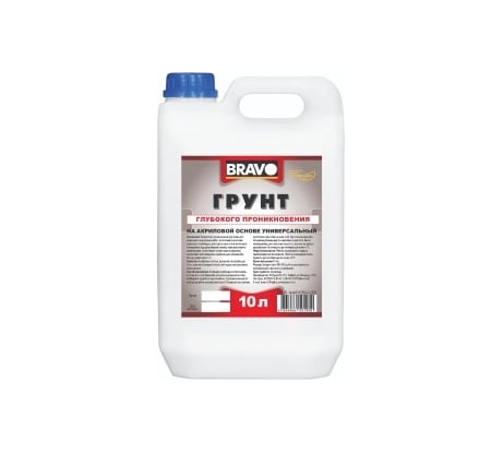 Грунт глубокого проникновения для фасадных и внутренних работ BRAVO DECOR 5 л, ПЭТ бутылка 13502