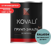 Грунт-эмаль 3 в 1 KOVALI матовая Пастельно-бирюзовая RAL 6034 (0,8кг) kov3.2.1.A.6034.0.8mat