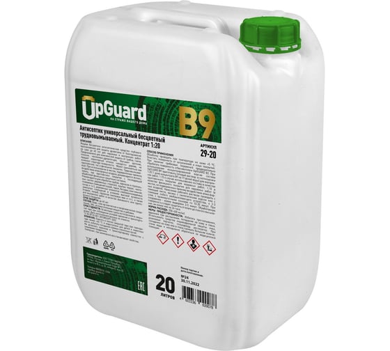 Антисептик UPGUARD B9 20л, бесцветный, универсальный, трудновымываемый для защиты древесины до 45 лет концентрат 1:20 29-20