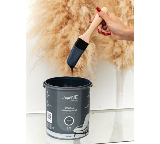 Краска интерьерная для стен и потолков Lune Coloree матовая цвет графит, 3 кг 101175