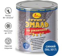 Грунт-эмаль по ржавчине Новбытхим 3 в 1, cиняя, RAL 5017 2,7 л 3384