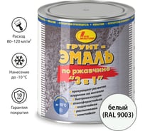 Грунт-эмаль по ржавчине Новбытхим 3 в 1, белая, RAL 9003, 2,7 л 3378