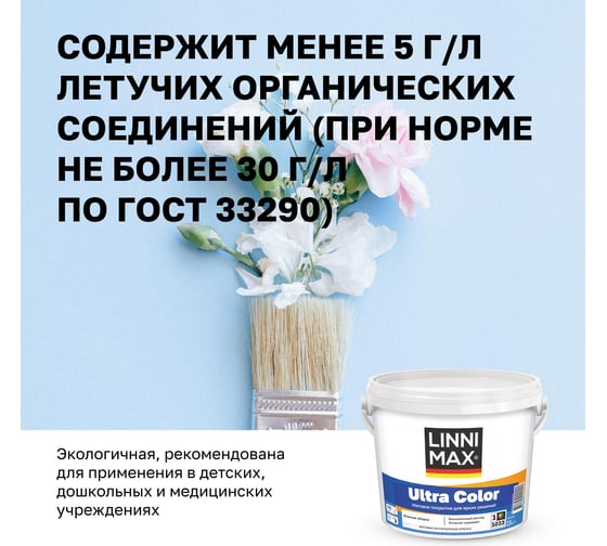 Водно-дисперсионная для внутренних работ краска LINNIMAX Ultra Color База 1, 2,5 л 948105622