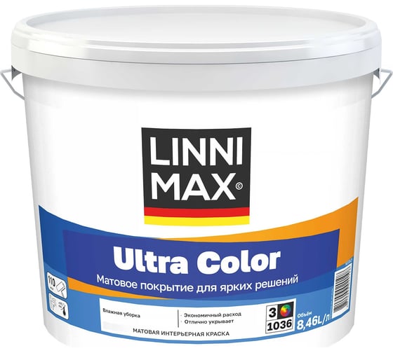 Водно-дисперсионная для внутренних работ краска LINNIMAX Ultra Color База 3 8,46 л 948105625 1