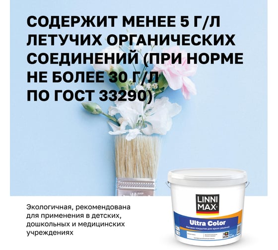 Водно-дисперсионная для внутренних работ краска LINNIMAX Ultra Color База 3 8,46 л 948105625