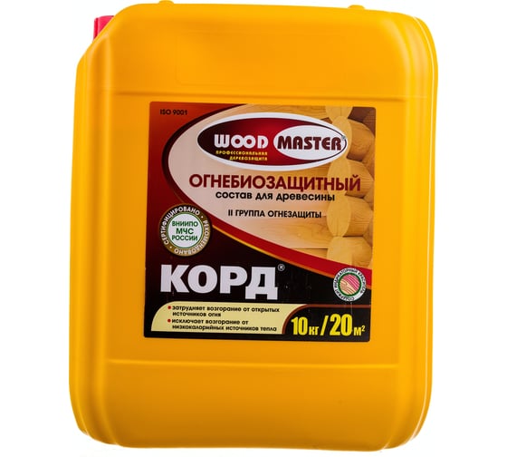 Огнебиозащитный состав для древесины Woodmaster Корд 10 кг 15900