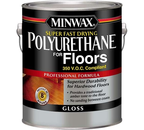 Сверхбыстросохнущий полиуретан Minwax Super Fast-Drying для полов глянцевый, 3.785 л 13023 1