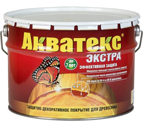 Защитно-декоративное покрытие для древесины Акватекс Экстра (тик; полуглянцевое; 10 л) 13884 1