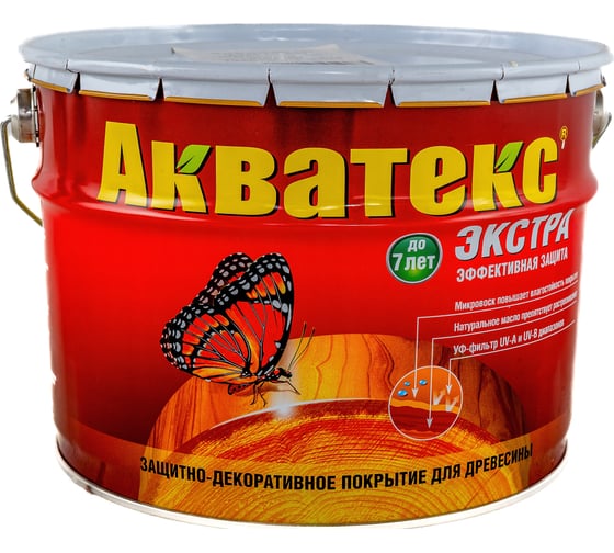 Защитно-декоративное покрытие для древесины Акватекс Экстра (тик; полуглянцевое; 10 л) 13884