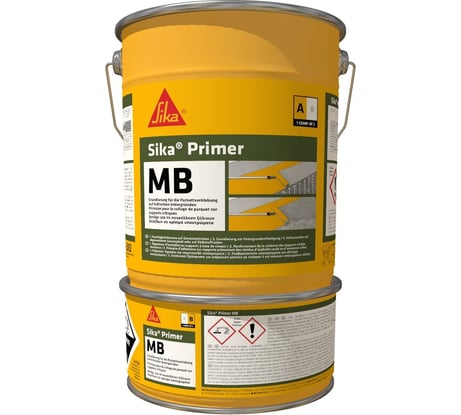 Двухкомпонентная эпоксидная грунтовка SIKA Primer MB для регулирования влажности, ремонта и упрочнения основания 5кг сдвоенное ведро A+B 775673