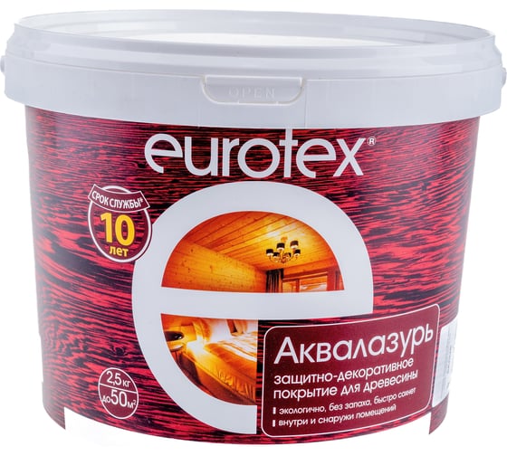 Защитно-декоративное покрытие для древесины Eurotex Белый 2.5 кг 1/4 21119
