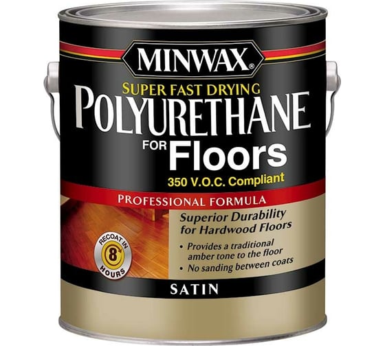 Сверхбыстросохнущий полиуретан для полов Minwax Super FAST-DRYING полуматовый, 3.785 л 13025