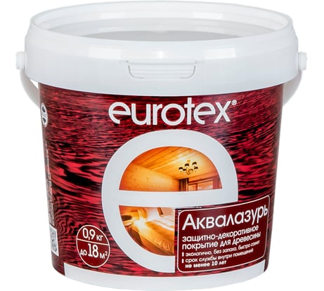 Защитно-декоративное покрытие для древесины Eurotex Аквалазурь (сосна; полуглянцевое; 0.9 кг) 15631