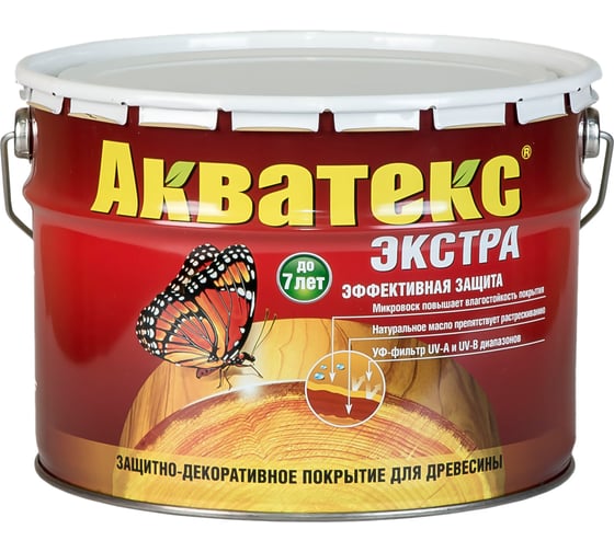 Защитно-декоративное покрытие для древесины Акватекс Экстра (орегон; полуглянцевое; 10 л) 13879