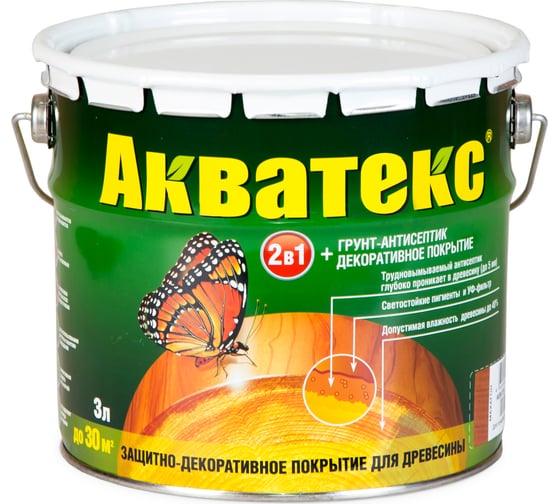 Защитно-декоративное покрытие для древесины Акватекс бесцветный 3 л 4 12602 1