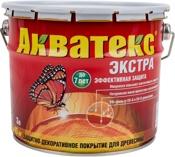 Защитно-декоративное покрытие для древесины Акватекс Экстра (рябина; полуглянцевое; 3 л) 13871