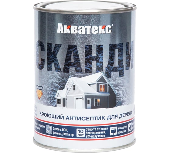 Антисептик для дерева АКВАТЕКС СКАНДИ кроющий, полуматовый, фьорд, 0.75 л 202907