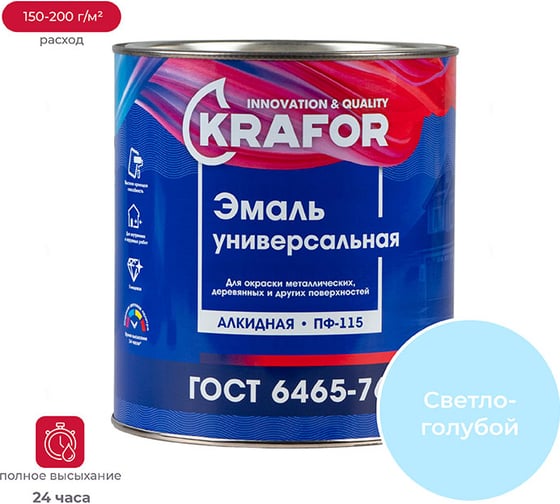 Универсальная эмаль Krafor Альфа ПФ-115 светло-голубая 2.7 кг 6 26052