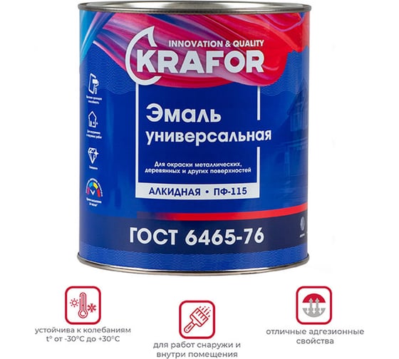 Универсальная эмаль Krafor ПФ-115 белая 2.7 кг 6 25961