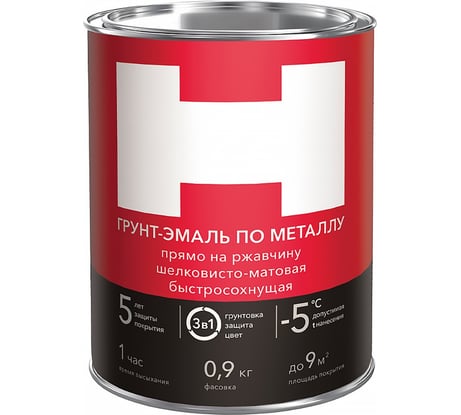 Грунт-эмаль по ржавчине Hummerton 3 в 1 черный, 0.9 кг 14 205548