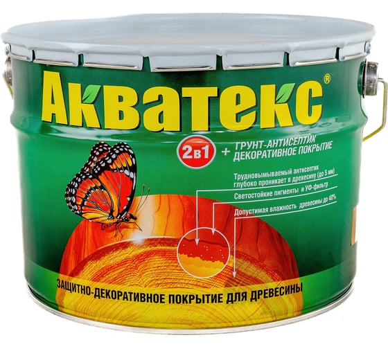 Защитно-декоративное покрытие для дерева Акватекс 2 в 1 полуматовое, дуб 10 л 518