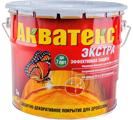 Защитно-декоративное покрытие для древесины Акватекс Экстра каштан, полуглянцевое, 3 л 13869