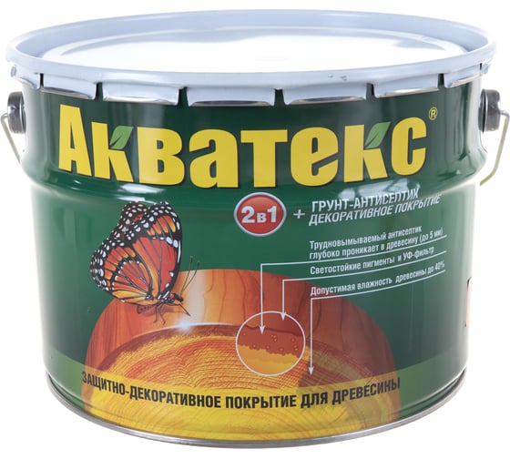 Защитно-декоративное покрытие для дерева АКВАТЕКС 2 в 1 полуматовое, груша, 10 л 514