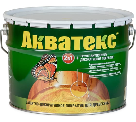 Защитно-декоративное покрытие для древесины Акватекс Белый 10 л 510