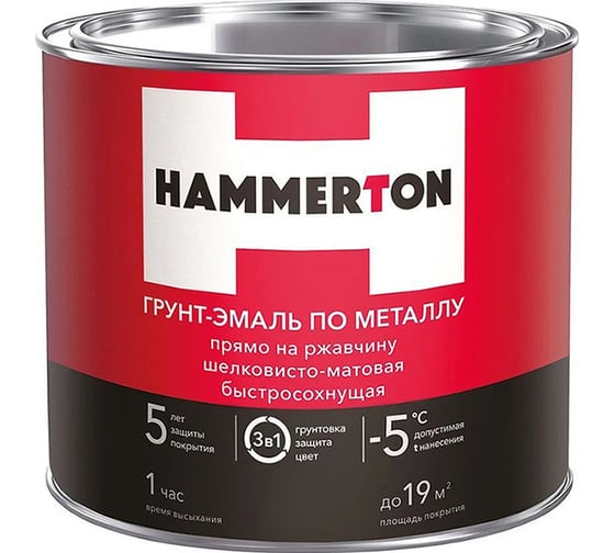 Грунт-эмаль по ржавчине Hummerton 3 в 1 белый 10 кг 1 205896 1