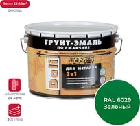 Грунт-эмаль по ржавчине Dali 3 в 1 молотковая зеленая RAL 6029 10 л 1 41758