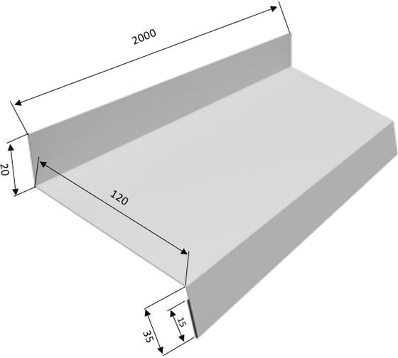 Отлив металлический Дигрус 2000x120x0,45 белый ОМ-21204-Б/Д