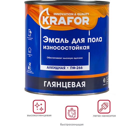 Алкидная эмаль Krafor ПФ-266 красно-коричневая 2.7 кг 6 26032