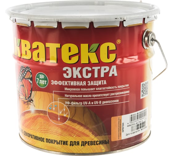 Защитно-декоративное покрытие для древесины Акватекс Экстра Орегон, полуглянцевое, 3 л 13865