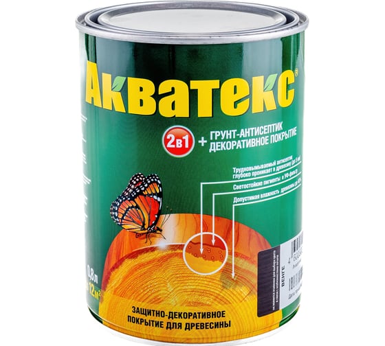 Защитно-декоративное покрытие для дерева АКВАТЕКС 2 в 1 полуматовое, венге, 0.8 л 135084