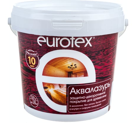 Защитно-декоративное покрытие для древесины покрытие Eurotex Аквалазурь белый 0.9 кг 15634