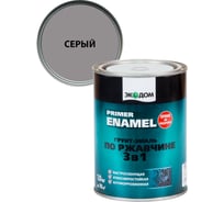 Грунт-эмаль по ржавчине Экодом 3 в 1 серая 1 кг 6 48566