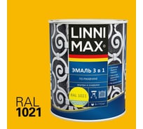 Эмаль алкидно-уретановая LINNIMAX по ржавчине 3 в 1 RAL 1021 желтая 0,75 л 948105251