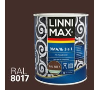 Эмаль алкидно-уретановая LINNIMAX по ржавчине 3 в 1 RAL 8017 шоколадная 0,75 л 948105263