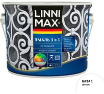 Эмаль алкидно-уретановая LINNIMAX по ржавчине 3 в 1 База 1 белая 2,5 л 948105245
