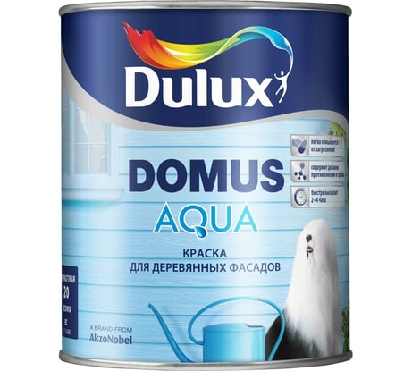 Краска для деревянных фасадов DULUX DOMUS AQUA на водной основе, полуматовая, белая, база BW 1 л 5134991