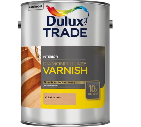 Однокомпонентный лак DULUX DIAMOND GLAZE на водной основе, суперпрочность, полуматовый 2,5л 5082970 1