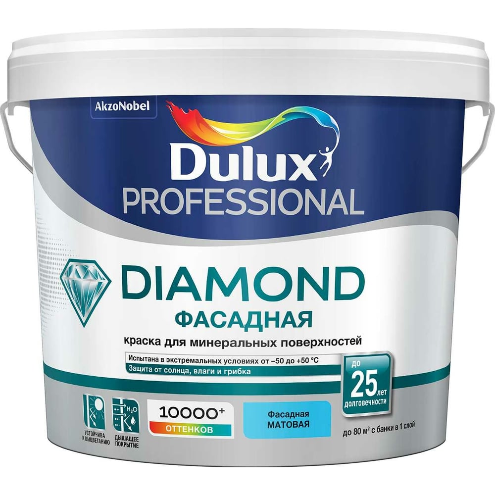 Фасадная краска DULUX DIAMOND гладкая для минеральных и деревянных ...