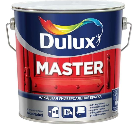 Универсальная краска DULUX MASTER 30 (база BW; алкидная; полуматовая; белая; 2,5 л) 5181594