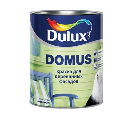 Краска DULUX DOMUS для деревянных фасадов, алкидно-масляная, база BW, полуглянцевая, белый 1л 5181624