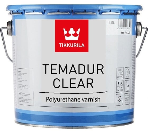 Лак TIKKURILA INDUSTRIAL ТЕМАДУР КЛИЭ полиуретановый 4,5л 556000360 1