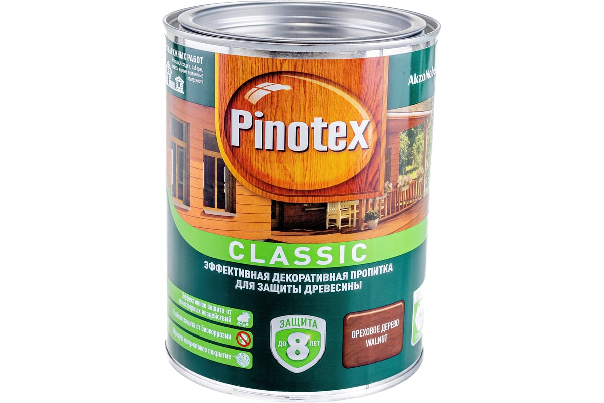 Декоративная пропитка для защиты древесины PINOTEX CLASSIC NW (орех; 1 л)  5195429 - выгодная цена, отзывы, характеристики, 1 видео, фото - купить в  Москве и РФ