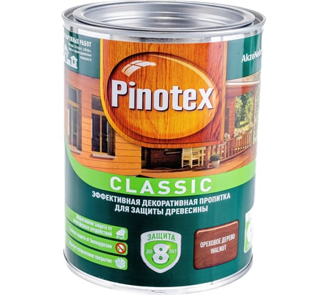 Декоративная пропитка для защиты древесины PINOTEX CLASSIC NW (орех; 1 л) 5195429