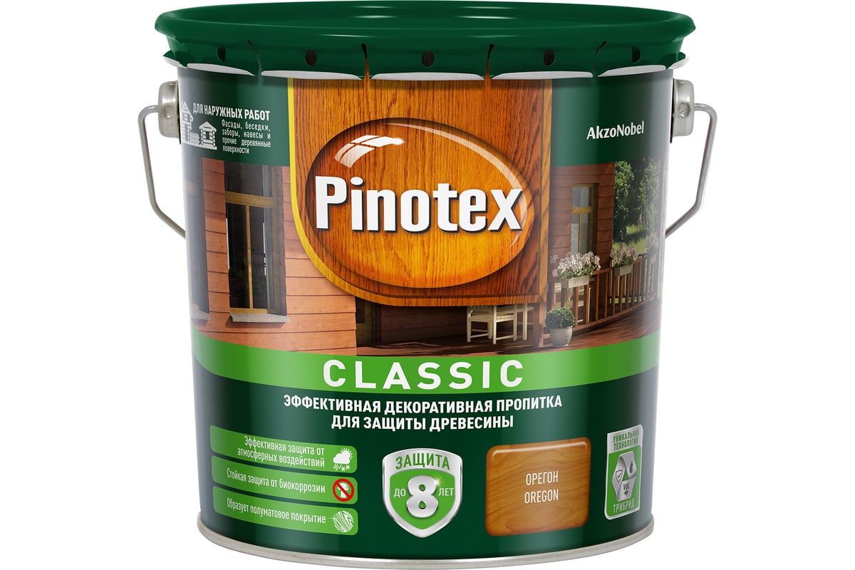 Декоративная пропитка для защиты древесины PINOTEX CLASSIC NW (орегон ...
