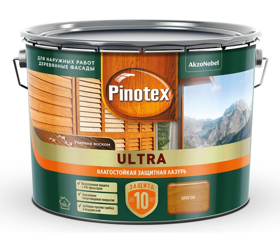 Влагостойкая защитная лазурь для древесины PINOTEX ULTRA NW (орегон; 9 л) 5803413