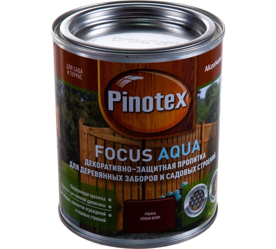 Пропитка для защиты деревянных заборов и садовых строений Pinotex FOCUS AQUA (рябина; 0,75 л) 5255609